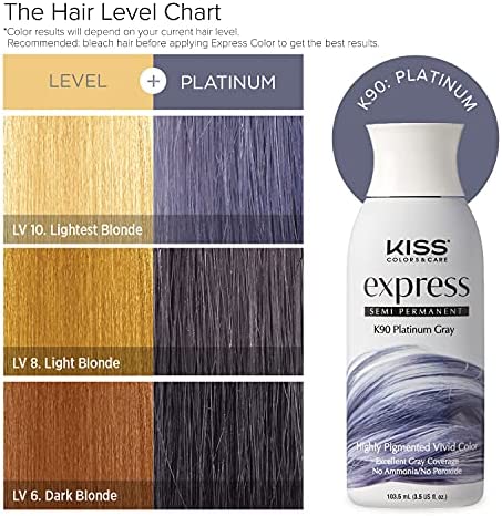 Kiss: Express Semi Permanent Hair Color - Platinum Gray K90-Platinum Gray