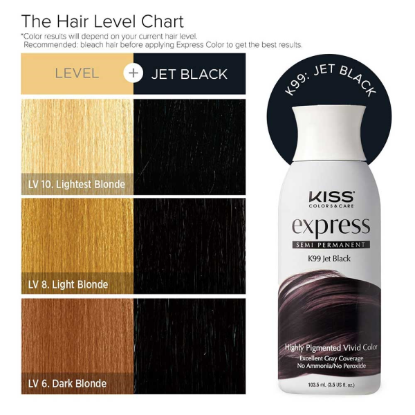 Kiss: Express Semi Permanent Hair Color - Jet Black K99-Jet Black