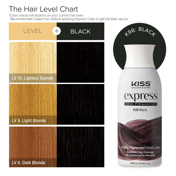 Kiss: Express Semi Permanent Hair Color - Black K98-Black
