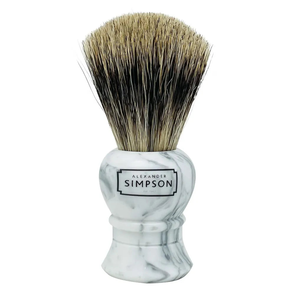 Simpson shaving brush pure badger Islington Faux Grey Italian Marble - Small