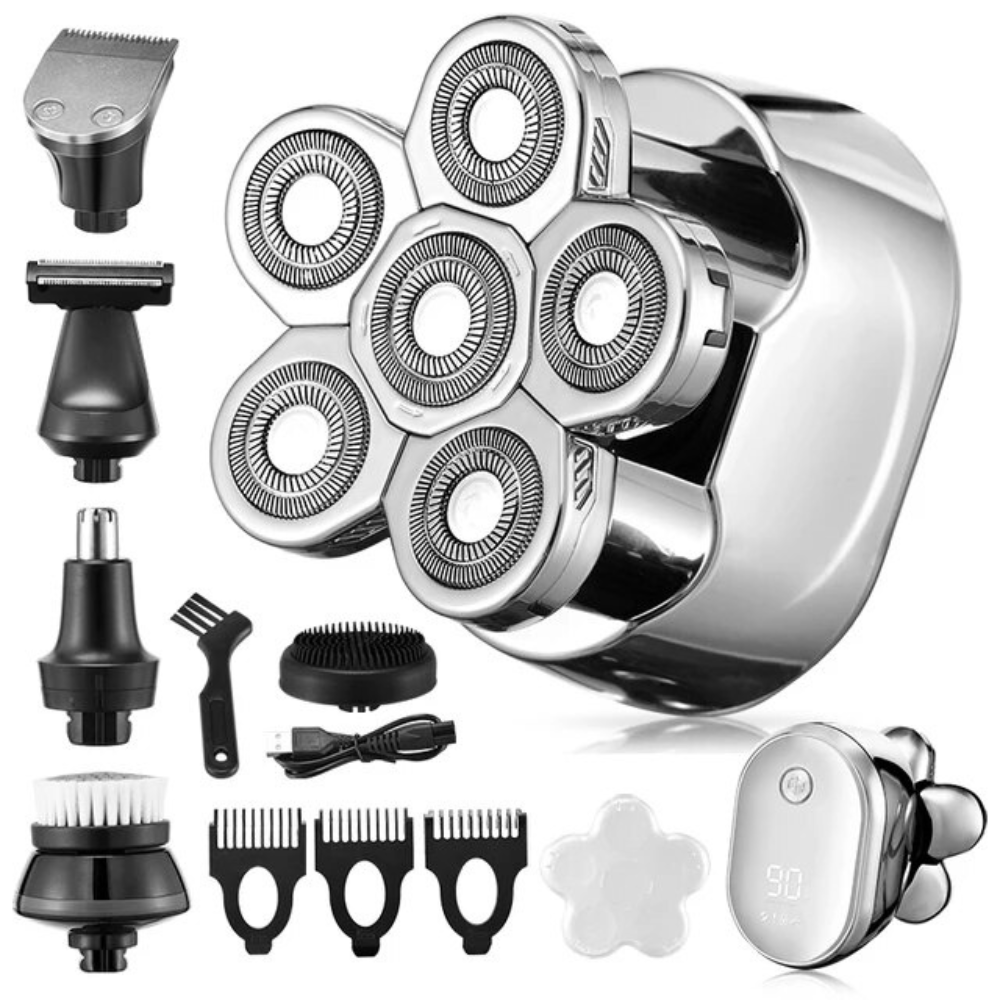 6-Blade Rechargeable Electric Shaver for Men - Waterproof