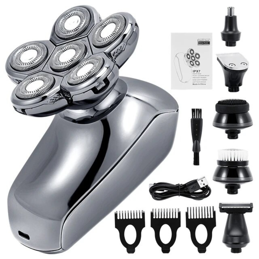 6-Blade Rechargeable Electric Shaver for Men - Waterproof