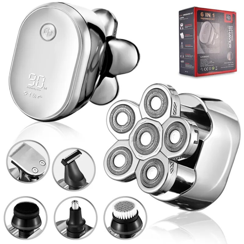 6-Blade Rechargeable Electric Shaver for Men - Waterproof