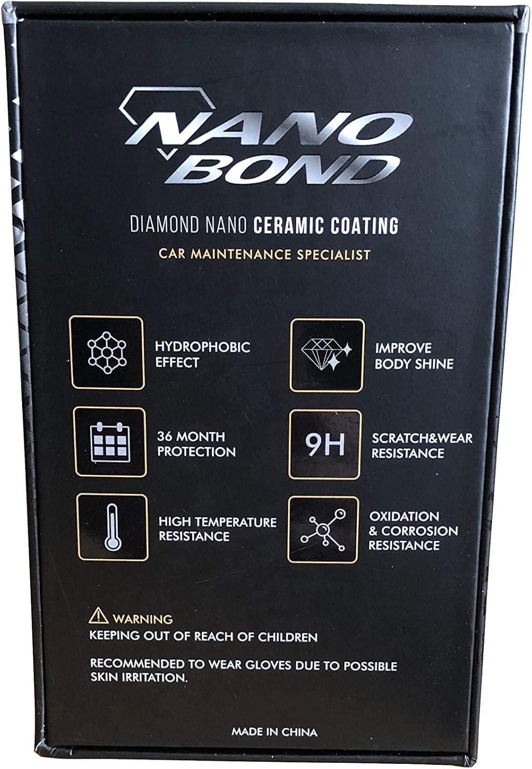 Nano Bond Ceramic Coating 9H PRO, Car, Plastic, Glass, and Wheel Exterior Care Product kit, Hydrophobic, Long Lasting Professional Care, High Gloss Paint Shine, Automotive Polishing with Sio2, 30ML