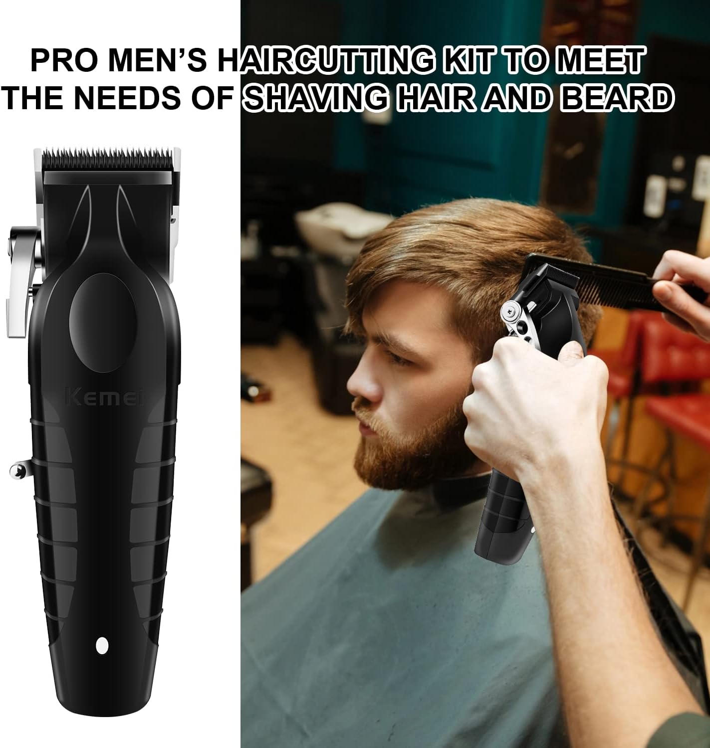 Kemei 2296 Professional Hair Clipper for Men T Blade Barber Clippers