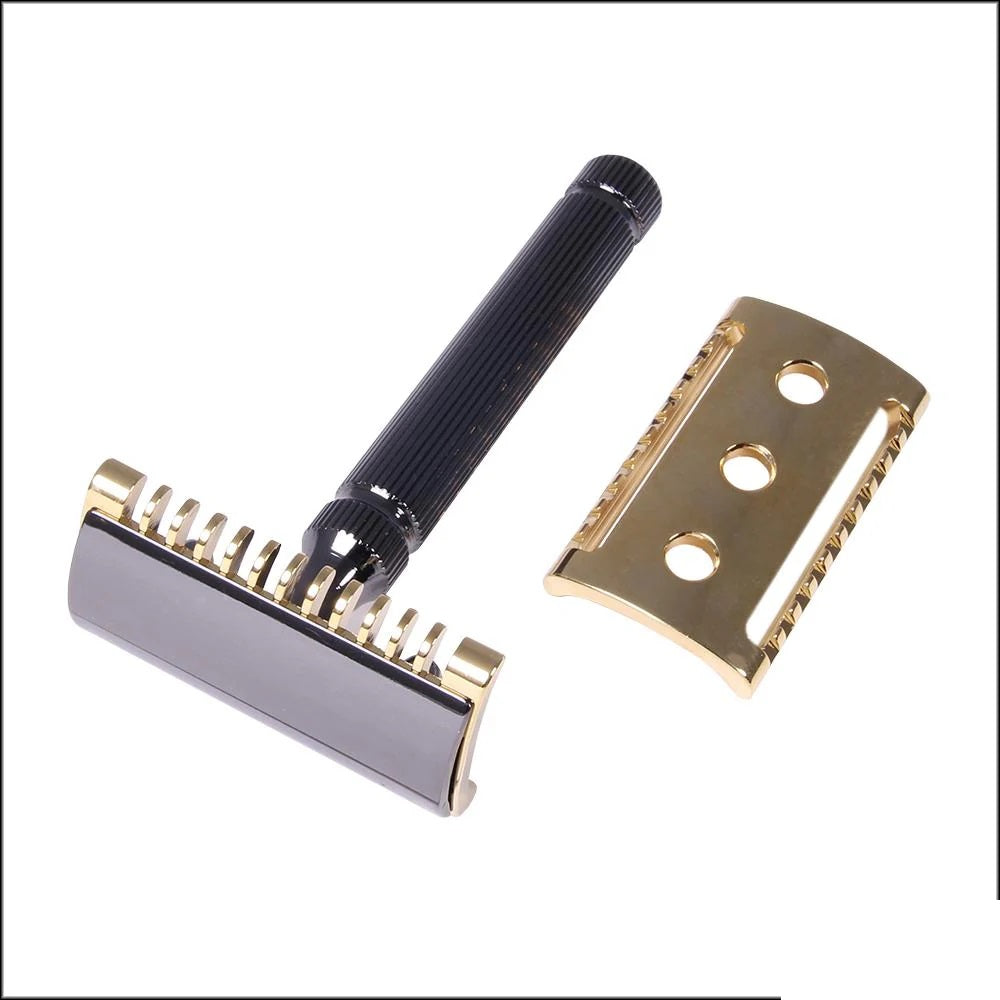 Fatip il Piccolo Special Edition Black and Gold DE Safety Razor, Includes Two Heads