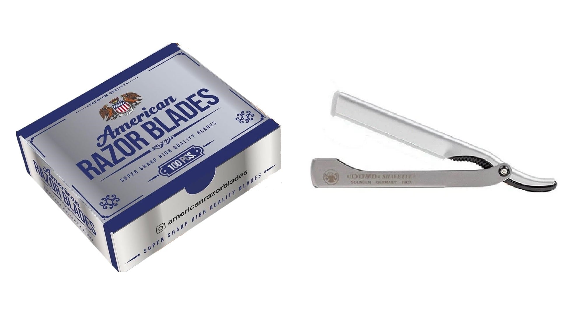 Dovo Shavette Razor Aluminium & Stainless Steel + 100 American Razor Blades