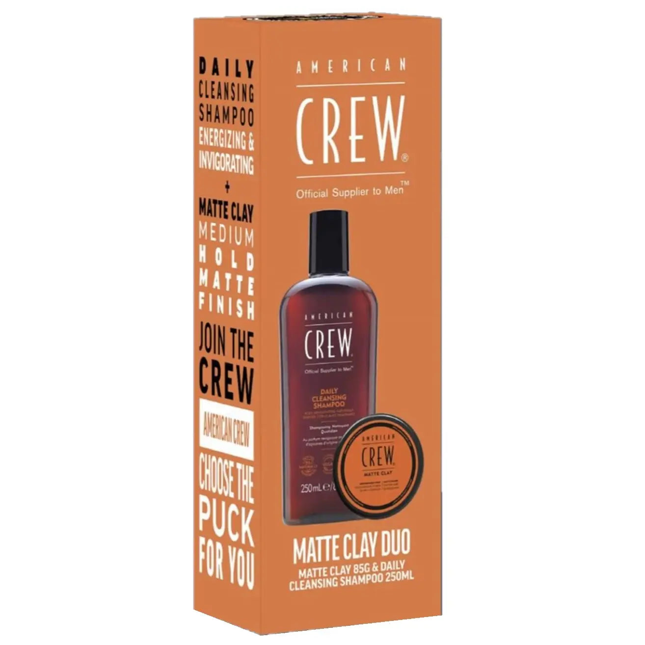 American Crew Matte Clay Duo Pack (Shampoo + Matte Clay) In Orange Gift Box