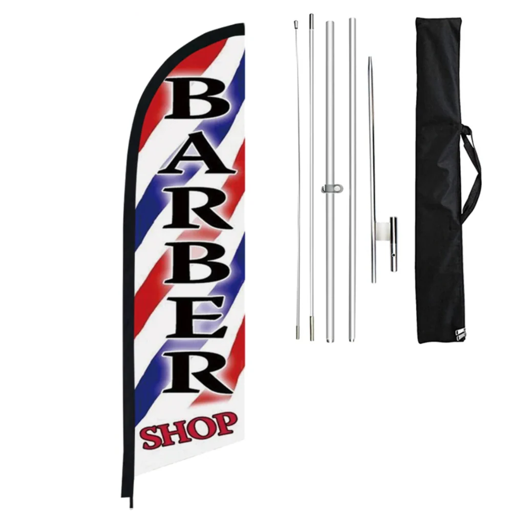 Barber Shop Flag Banner 2.6 m Full Set with Bag