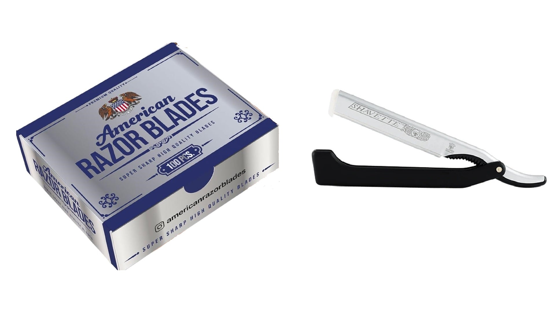 Dovo Silver Shavette Satin Black Finish Straight Razor + 100 American Razor Blades