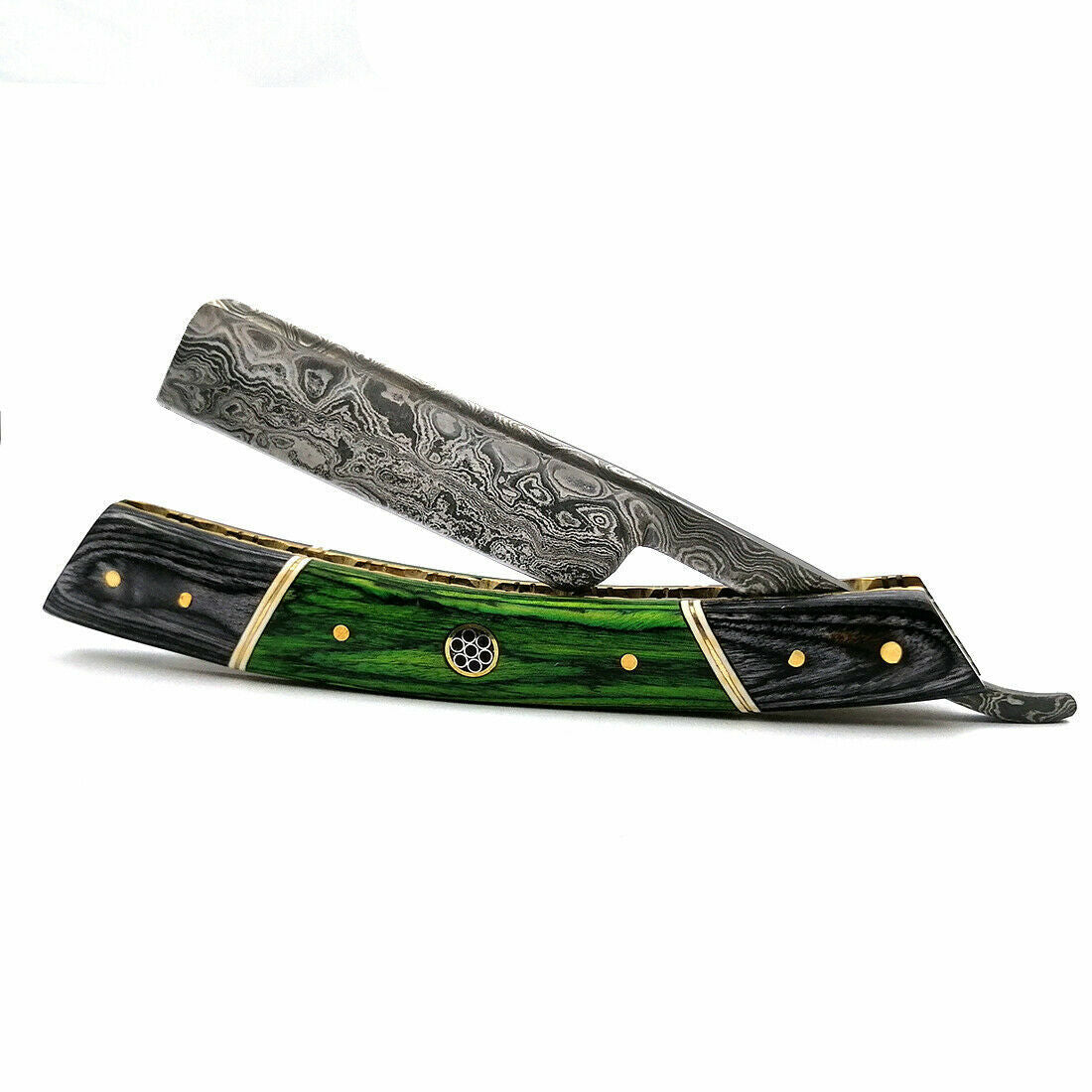The Old School Damascus Steel Vintage Straight Razor Cut Throat Barber Salon Shaving Razor Vintage Wood