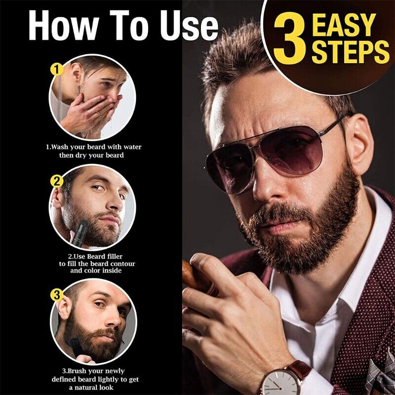 Beard Shaping Filler Practical Male Mustache Repair Stamp Shaping Grooming Set Black