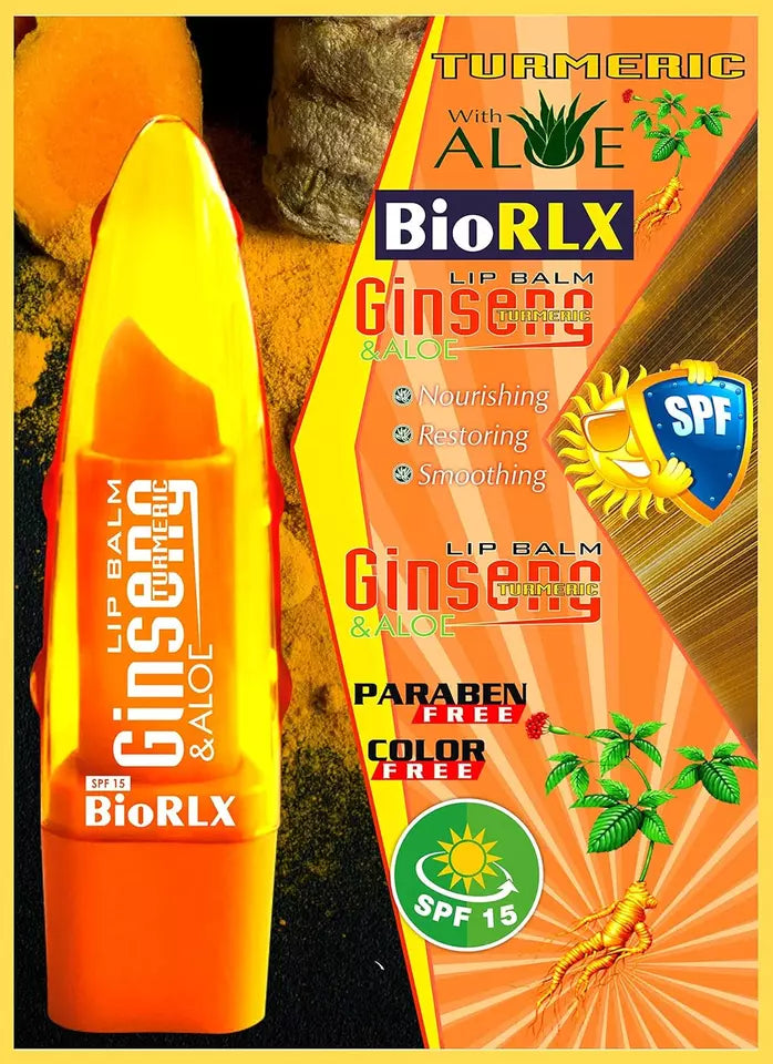 Biorlx Ginseng Turmeric with Aloe Vera Lip Balm SPF15