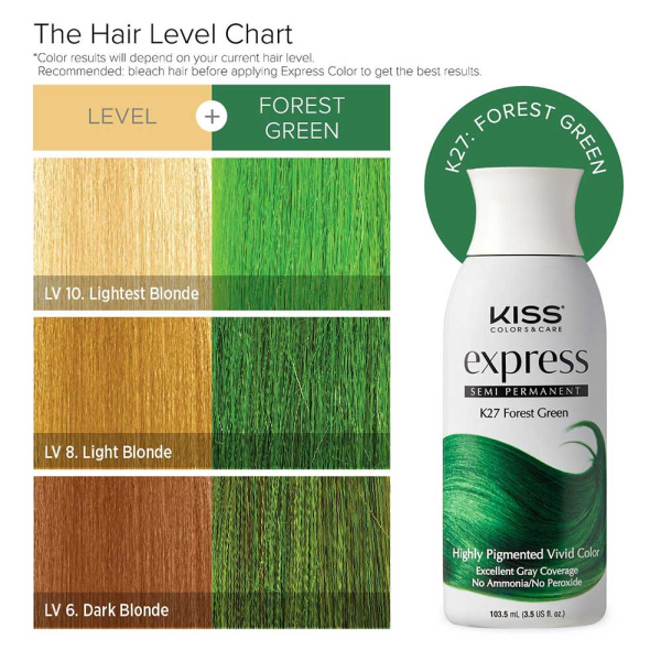 Kiss: Express Semi Permanent Hair Color - Forest Green K27-Forest Green