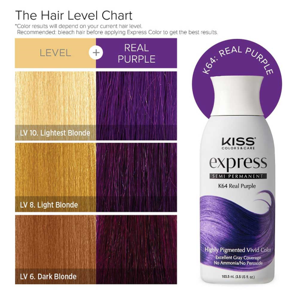 Kiss: Express Semi Permanent Hair Color - Real Purple K64-Real Purple