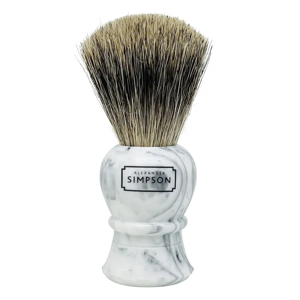 Simpson shaving brush pure badger Islington Faux Grey Italian Marble - Large
