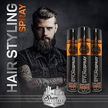 The Shave Factory Ultra Strong Hold Hair Styling Spray Salon Barber 500ml
