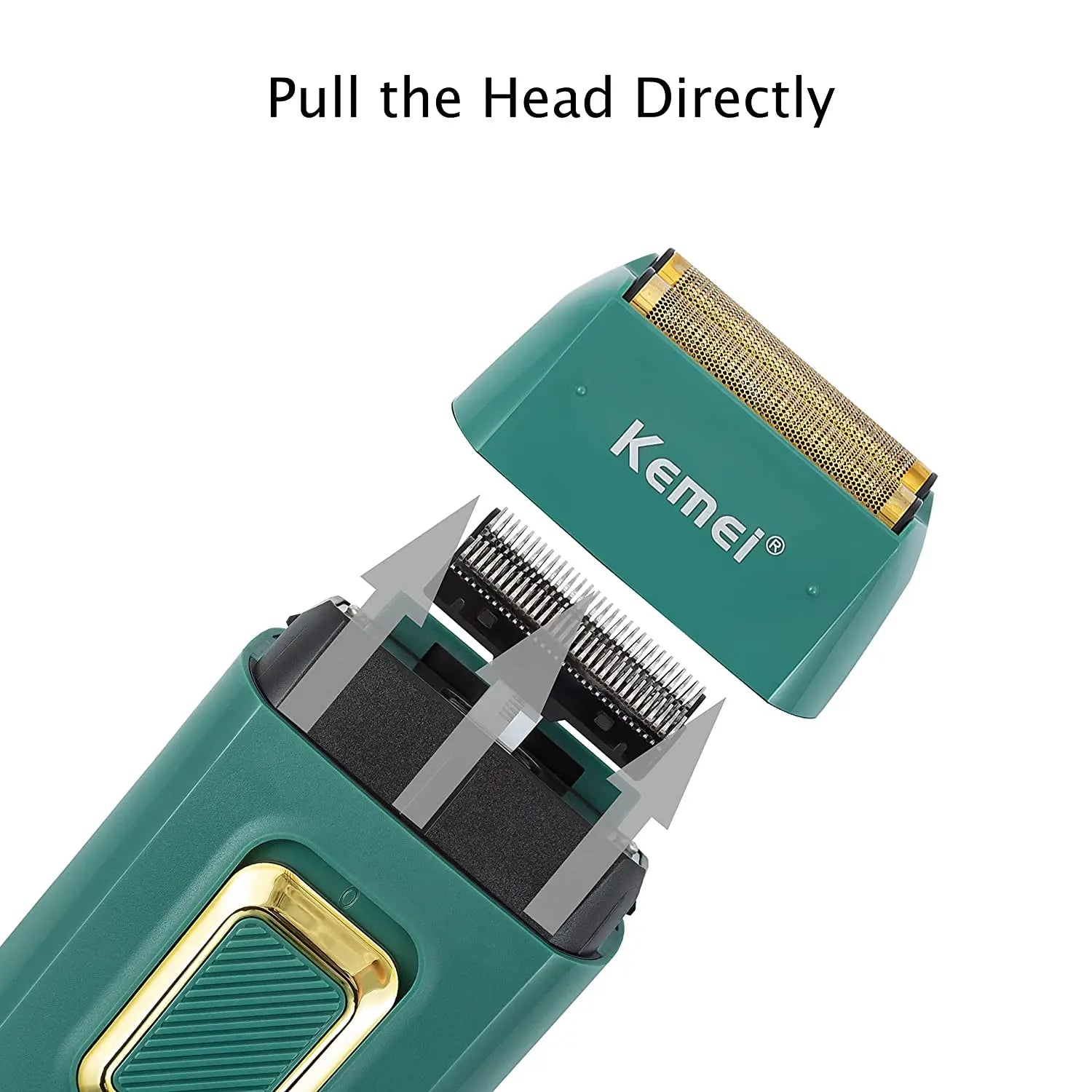 Kemei Professional Green Electric Razor Bald Head Foil Shaver Cordless Rechargeable Close Shaving Precision Cutting Waterproof