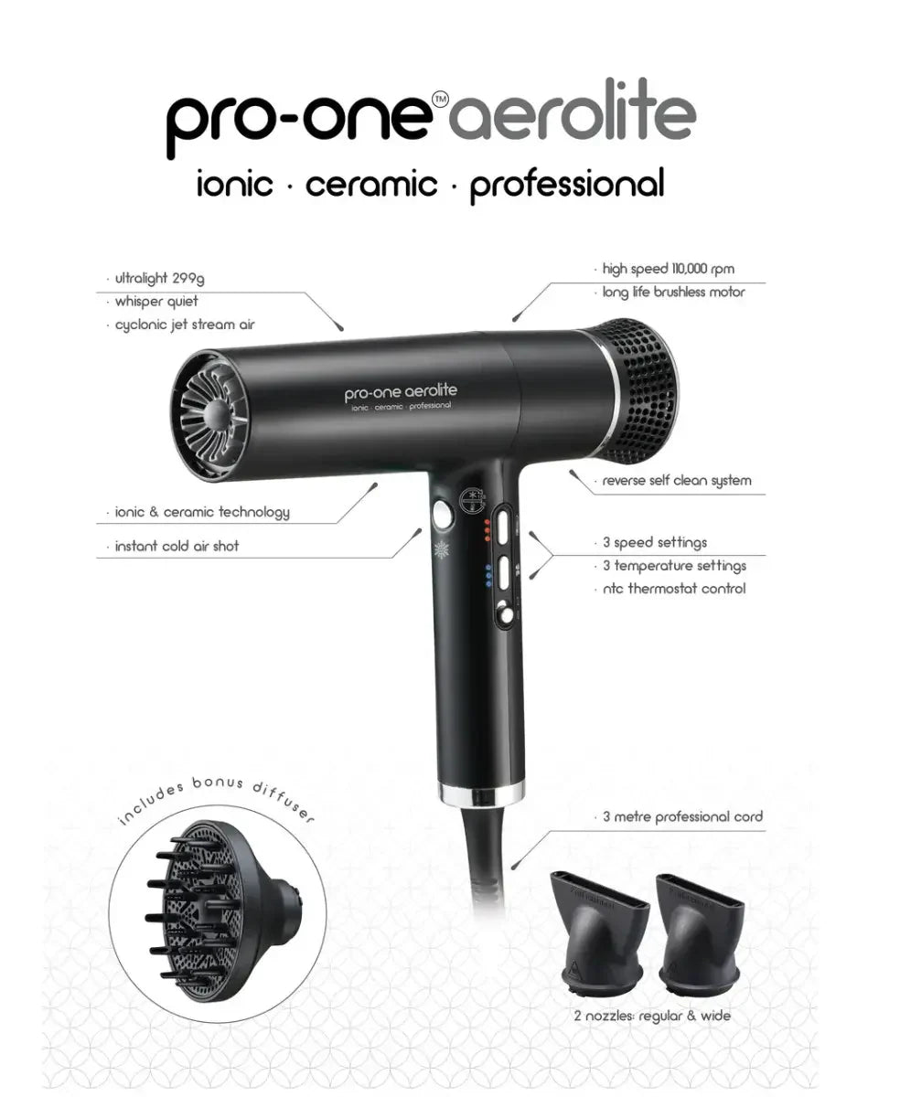 Pro-One Aerolite Hairdryer PRO05 - Black
