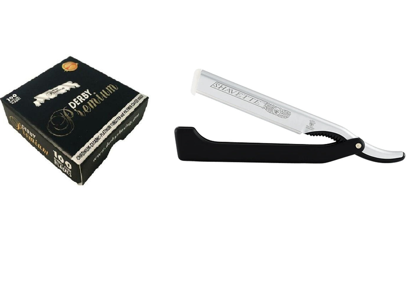 Dovo Silver Shavette Satin Black Finish Straight Razor + 100 Derby Blades