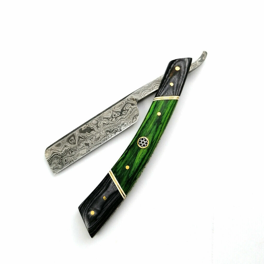 The Old School Damascus Steel Vintage Straight Razor Cut Throat Barber Salon Shaving Razor Vintage Wood