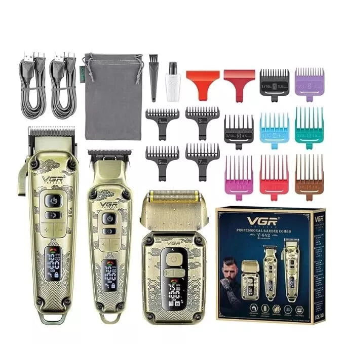 VGR V-642 Ultra Premium Metal Housing Hair Clipper Trimmer Shaver Set