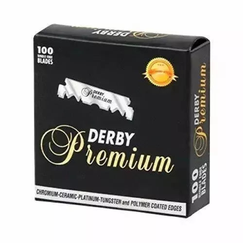 TSF Heavy Metal Straight Razor and Derby Premium Single Edge Razor Blades - 100