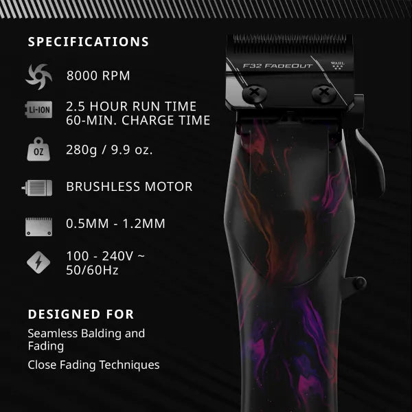 Wahl Professional 5 Star Vapor LE Cordless Clipper w Cape Pack and Dark Vanquish Dryer COMBO