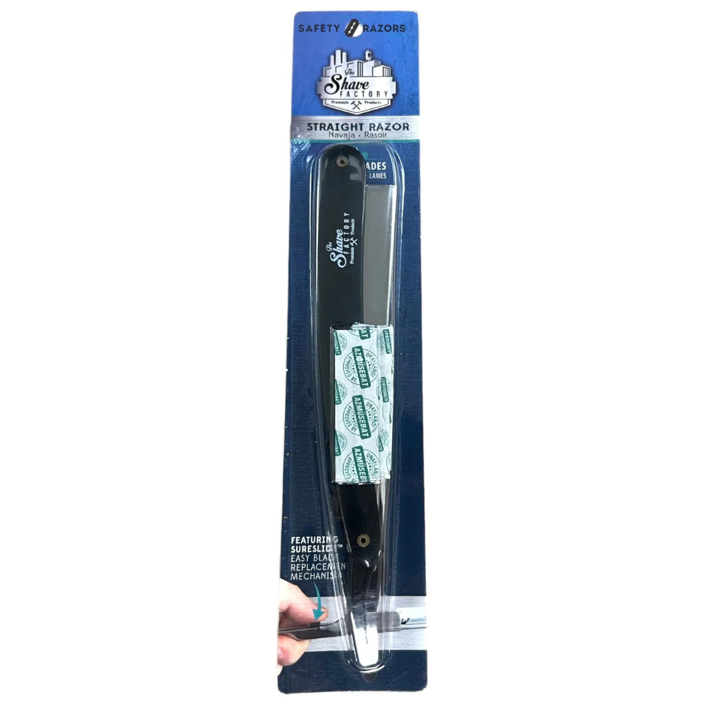 The Shave Factory Barbers Sliding Straight Razor with 5 Derby Blades