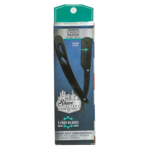 The Shave Factory Premium Black Shavette + 5 Free Platinium Single Edge Razor Blades