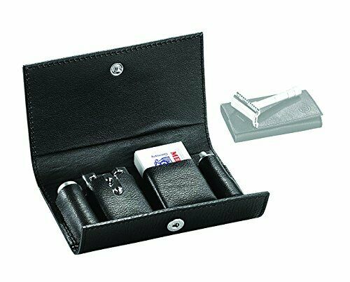 Merkur - 46c Travel Adjustable Chrome Double Edge Safety Razor + Leather Case